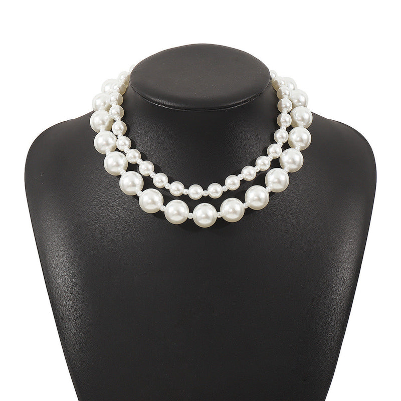 Double-layer Pearl Choker Necklace Pearl Beaded Necklace