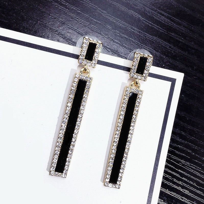 Geometric Long Earrings Rhinestone Women
