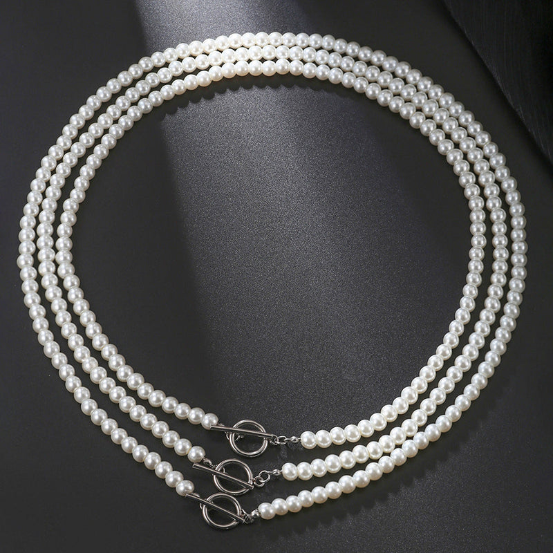 Faux Pearl Beaded Choker Necklace