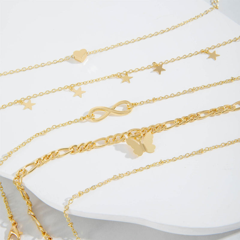 Fashion Butterfly Pearl Infinity Heart Anklet Set