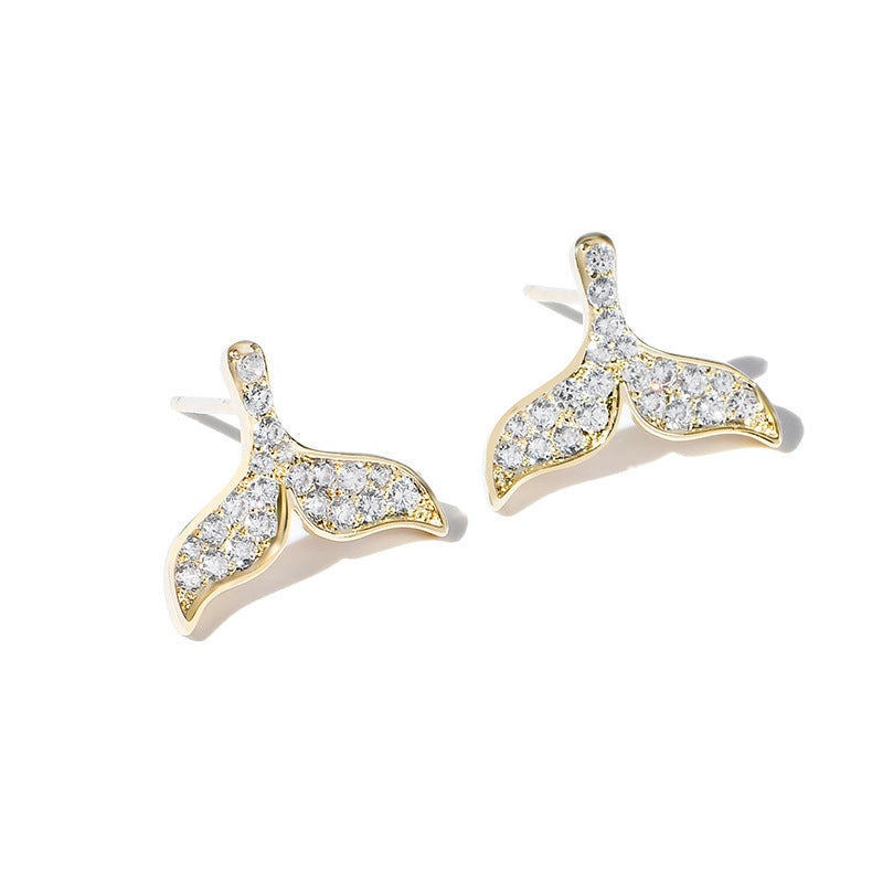 Rhinestone Mermaid Tail Stud Earrings
