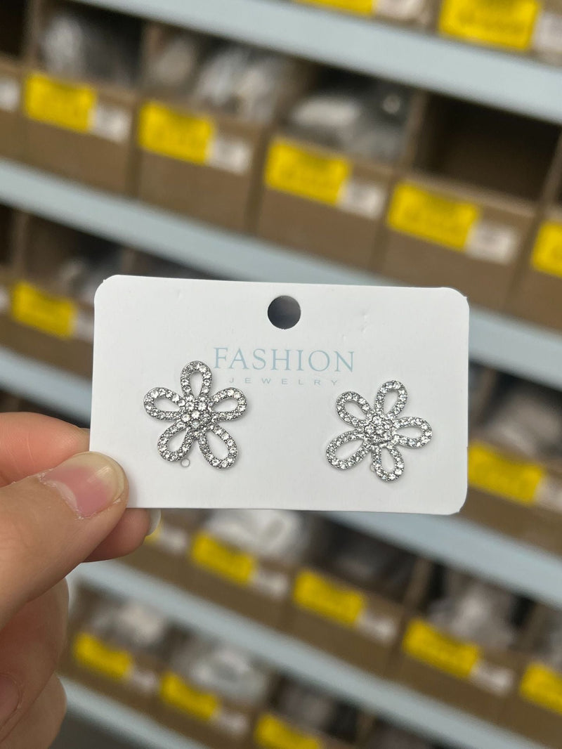 Rhinestone Sunflower Stud Earrings