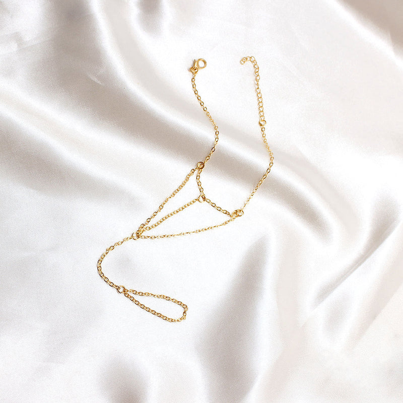 Punk Finger Ring Chain Bracelet