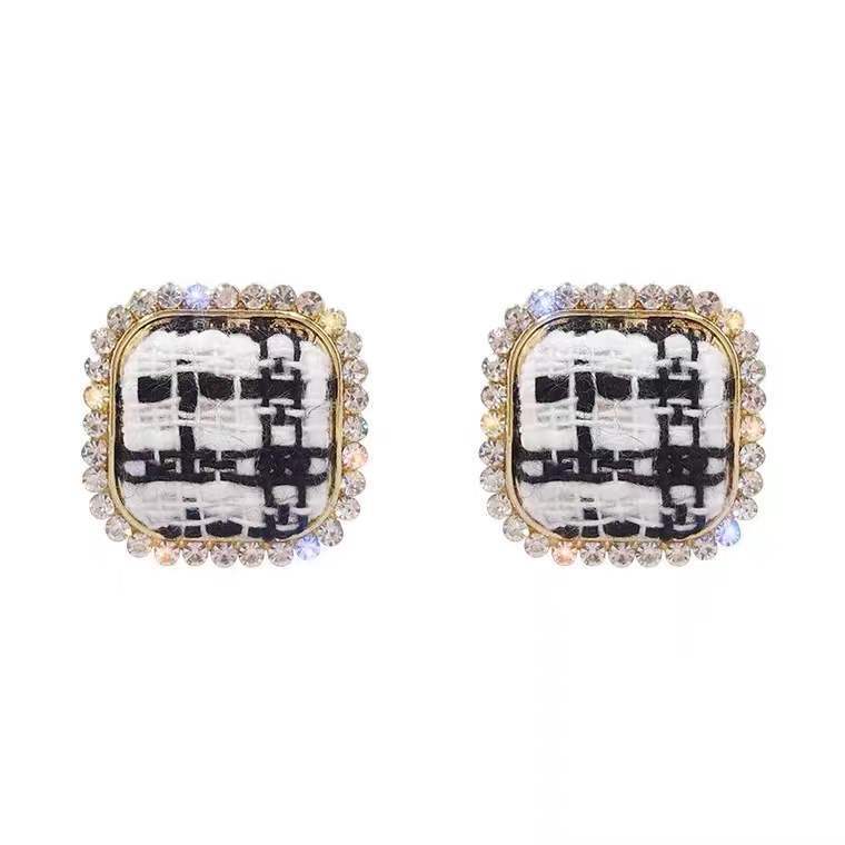 Vintage Square Fabric Geometric Earrings