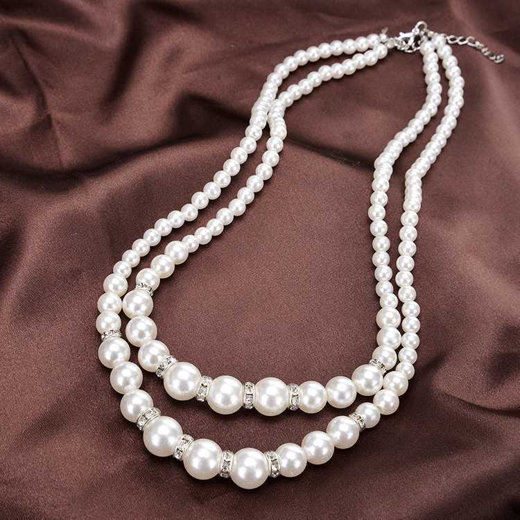 Pearl Necklace Double layer Pearl Multi-layer Stone Ring Beaded Necklace