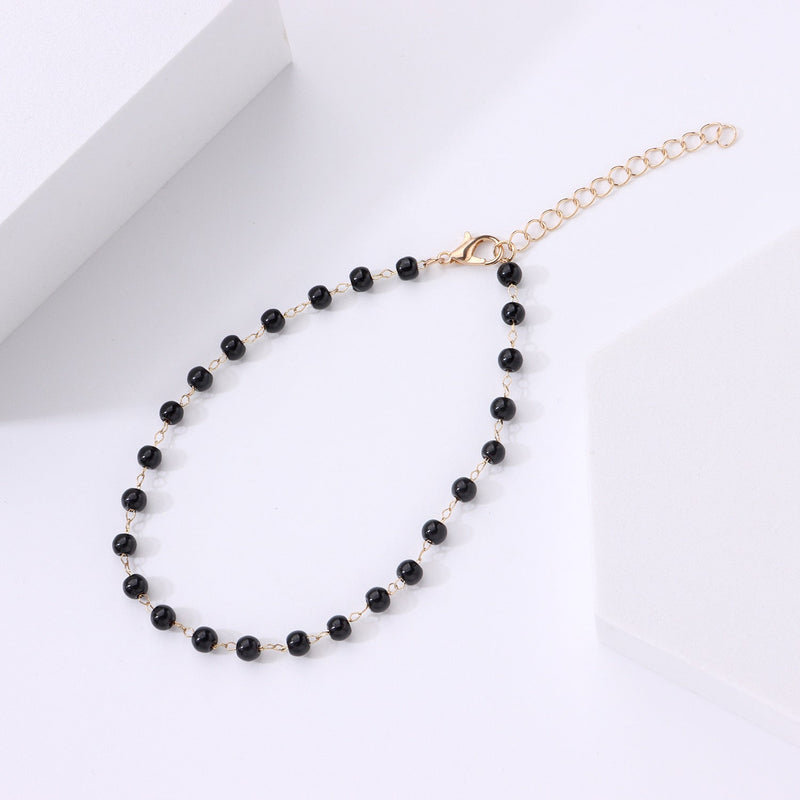 Foot Chain Black Beaded Anklet Bracelet