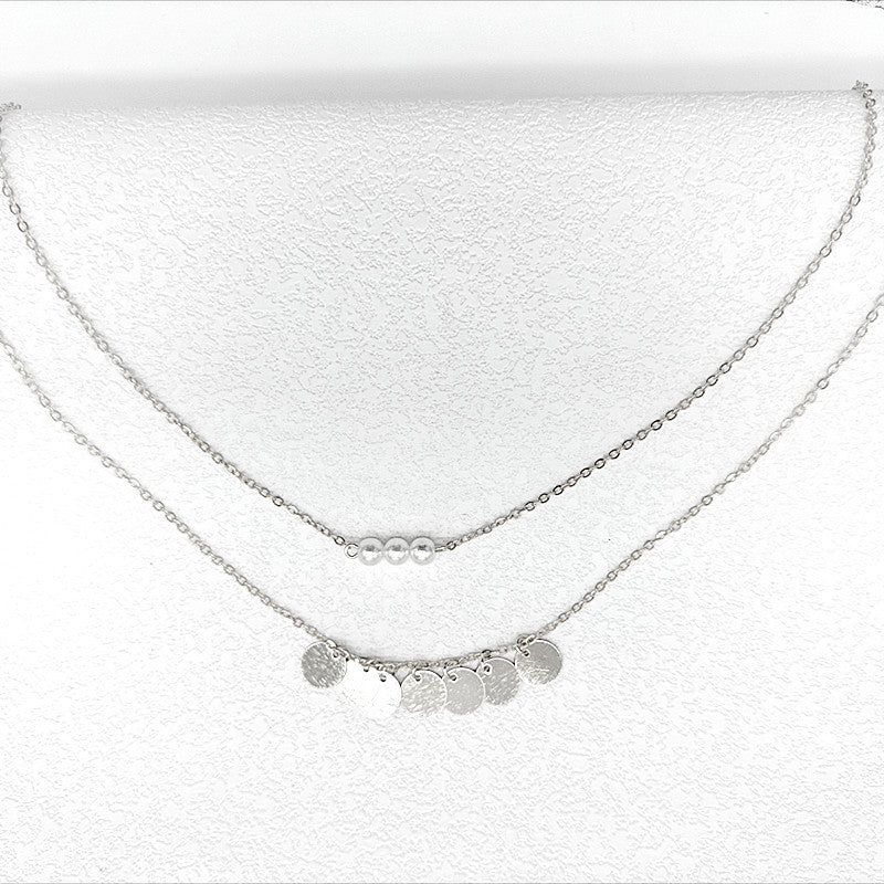 Round Coin Pearls Pendant Chain Necklaces