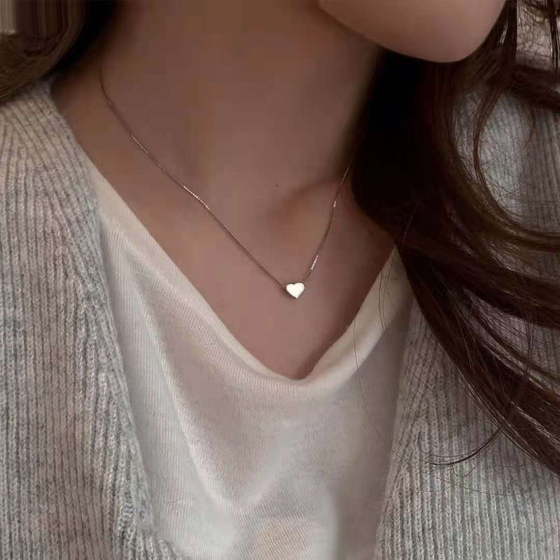 Tiny Heart Necklace for Women Chain Shape Pendant
