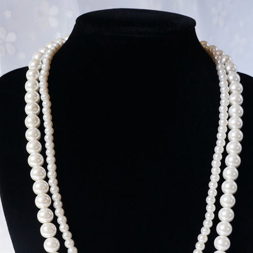 Double Layered Glass Pearl Statement Necklace Wedding