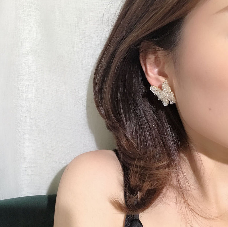 Crystal Bead Butterfly Stud Earrings