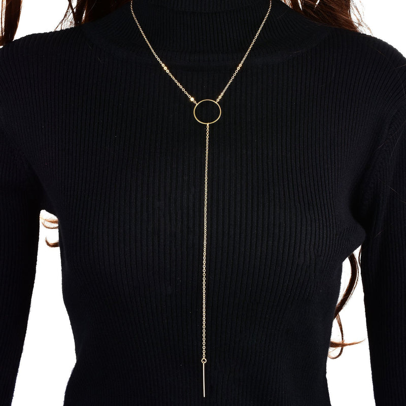 Long Thin Chain Bar Pendant Necklaces
