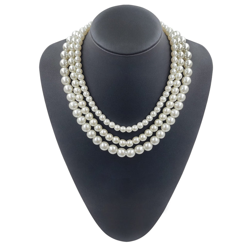 Vintage Dainty Multilayer Faux Pearl Choker Necklaces and Earrings