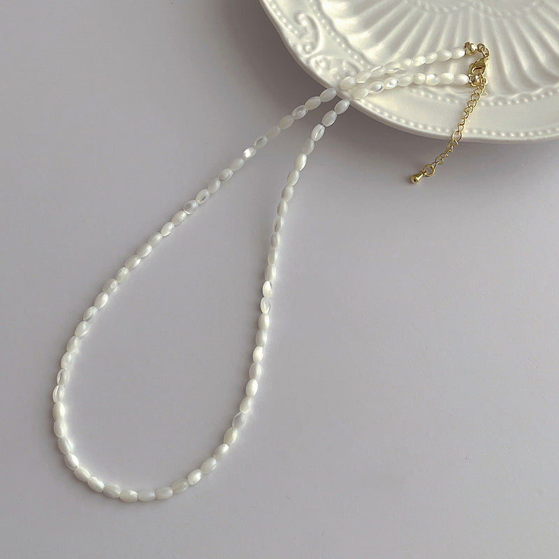 Handmade Oval Shell Bead Necklace