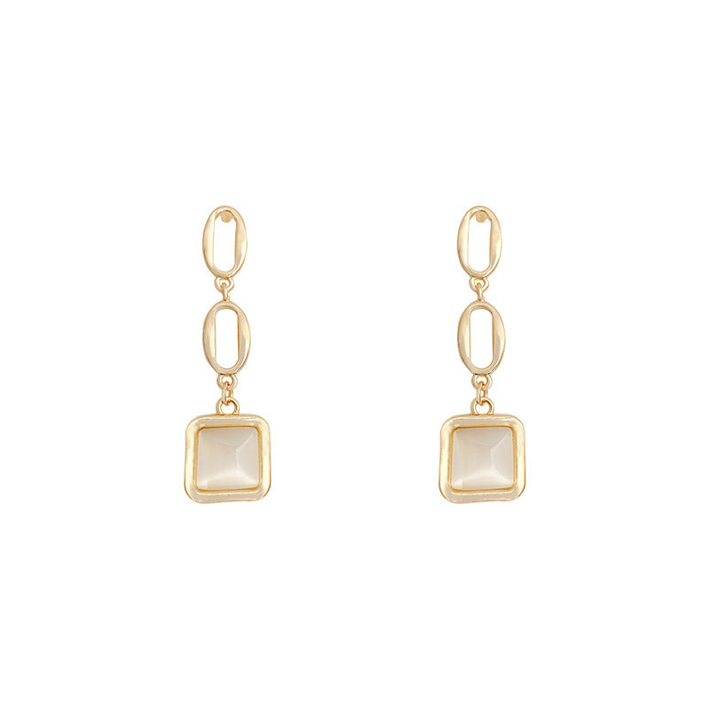 Opal Square Dangle Drop Earrings