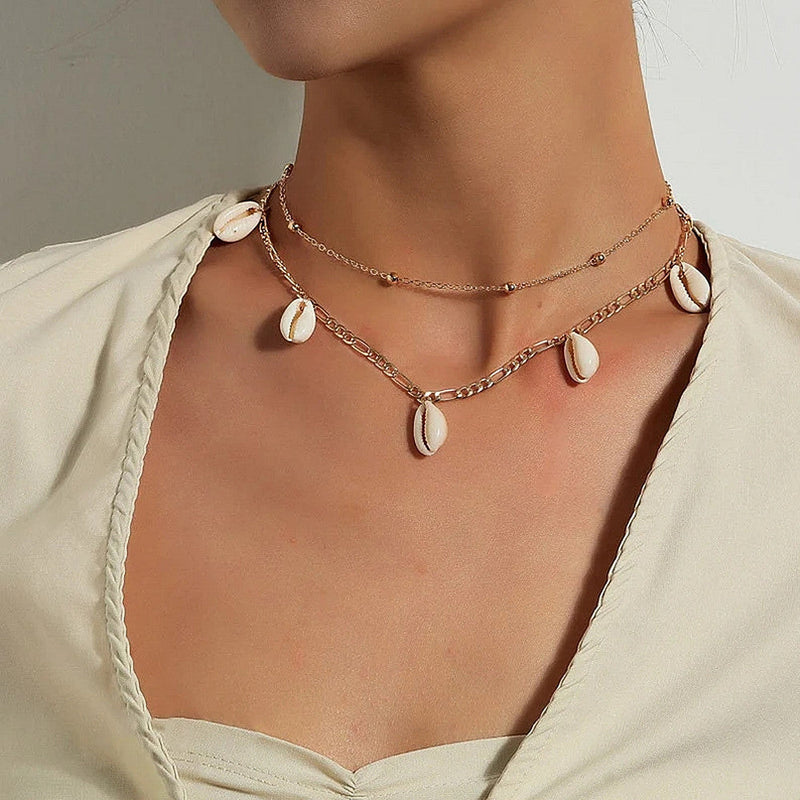 Shell Layer Chain Necklace