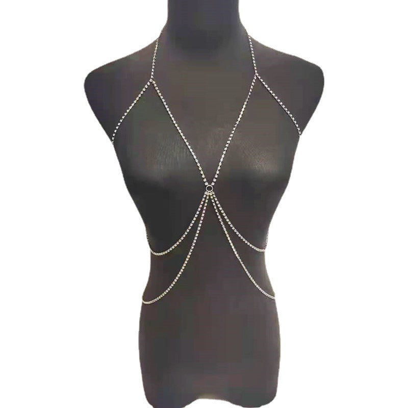 Crystal Rhinestone Multi Layer Neck Body Bikini Lingerie Chain