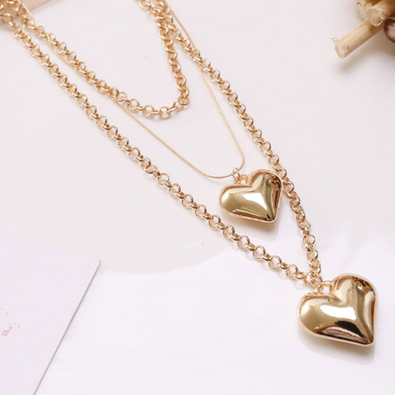 Heart Pendant Jewelry Necklace Multi Layer Necklace