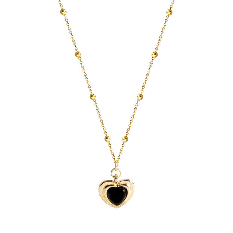 Women Black Heart Pendant Necklace
