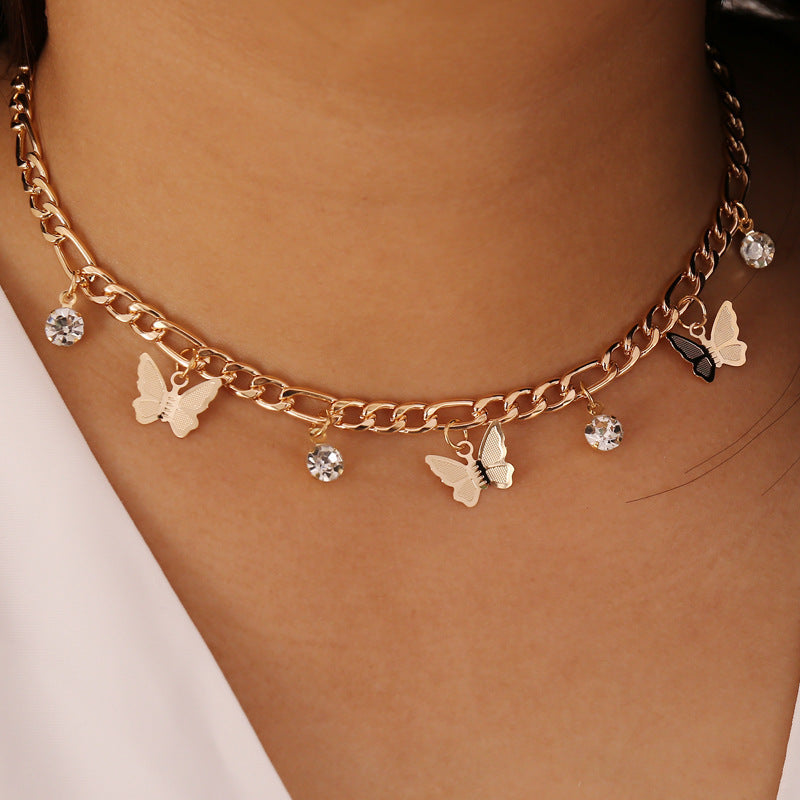 Butterfly Crystal Rhinestone Jewelry Choker Necklaces