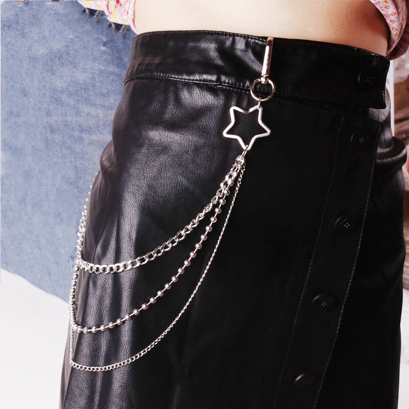 Geometric Multi-layer Waist Chain Hollow Cross Pants Chain