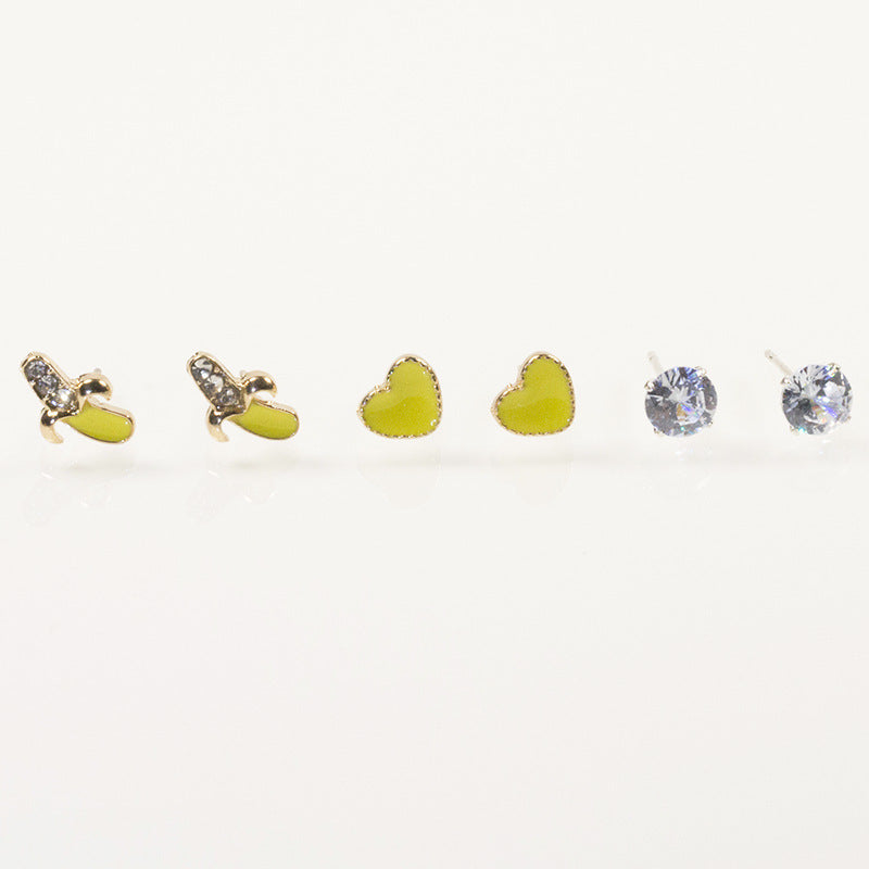 Banana love stud earrings set