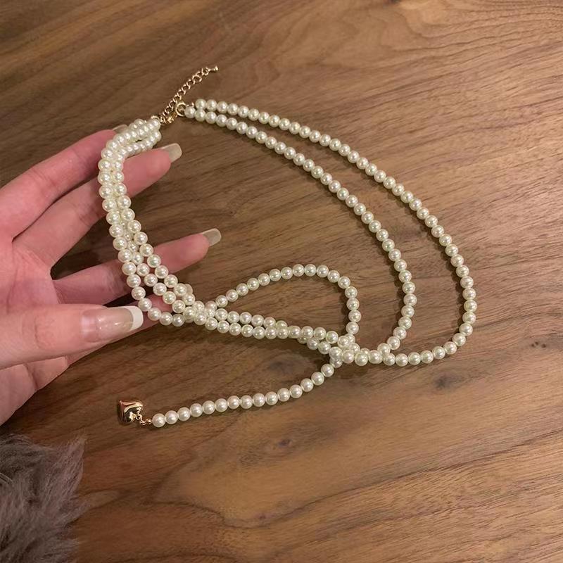 New Design Wedding Pearl Necklace Party Choker Heart Charm