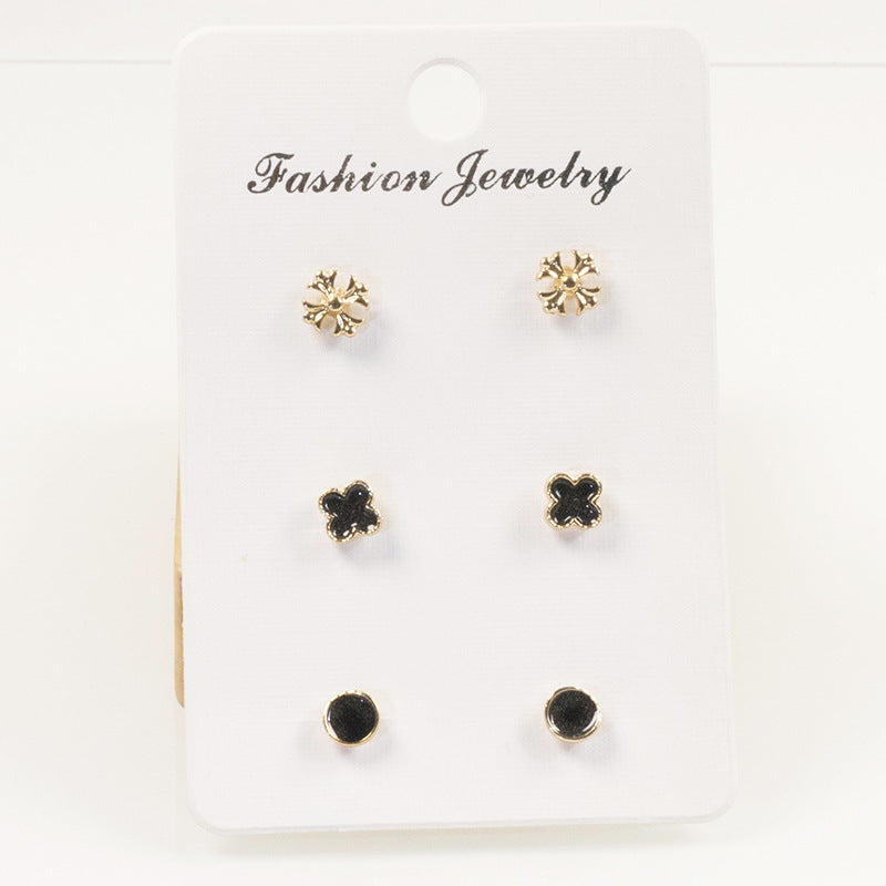Clover flower stud earrings set