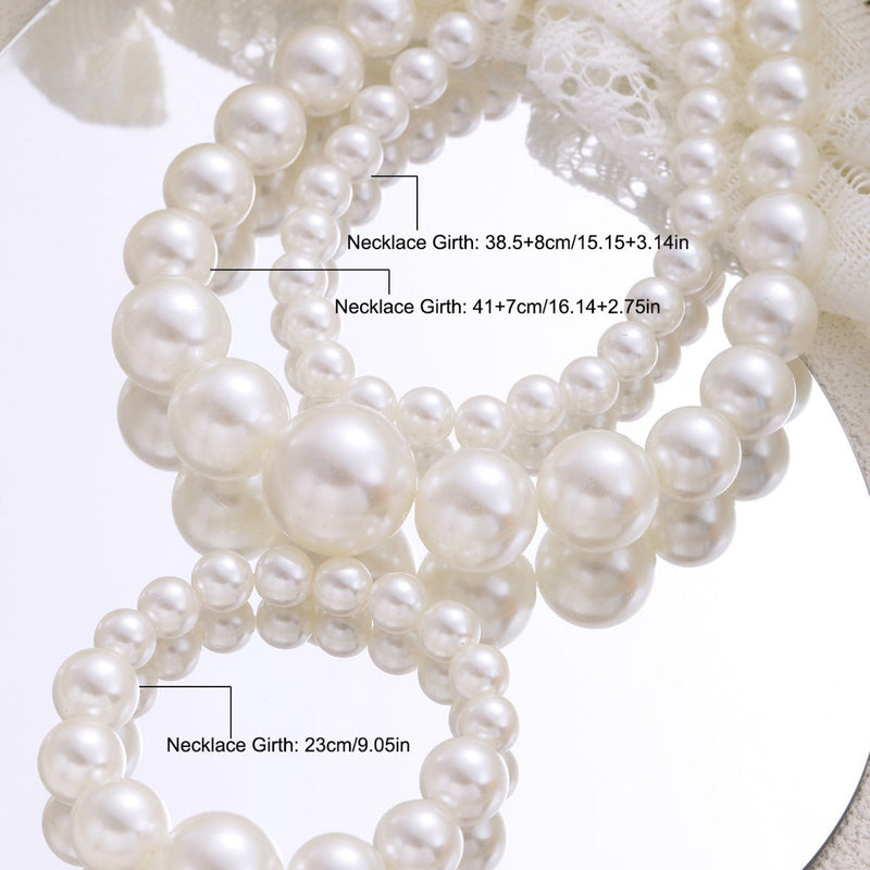 Large Big Pearl Bead Necklace Bracelet Set Women's Jewelry Sets