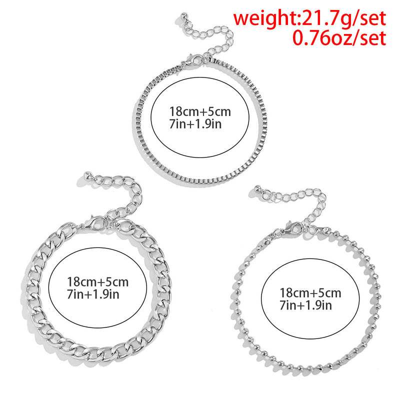 Hip Hop Punk Chain Bracelet Set