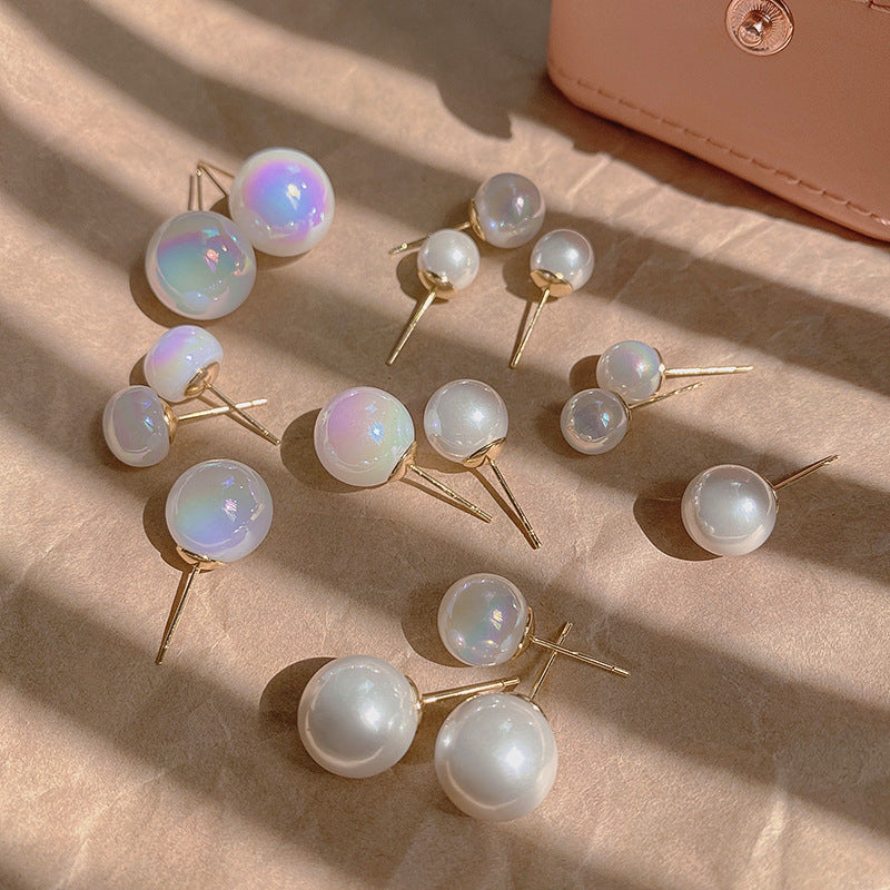 Colorful Mermaid Color Round Pearl Earrings