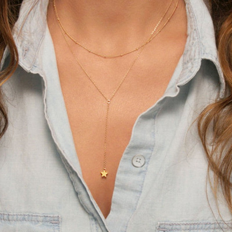 Layer Chain star pendant necklace