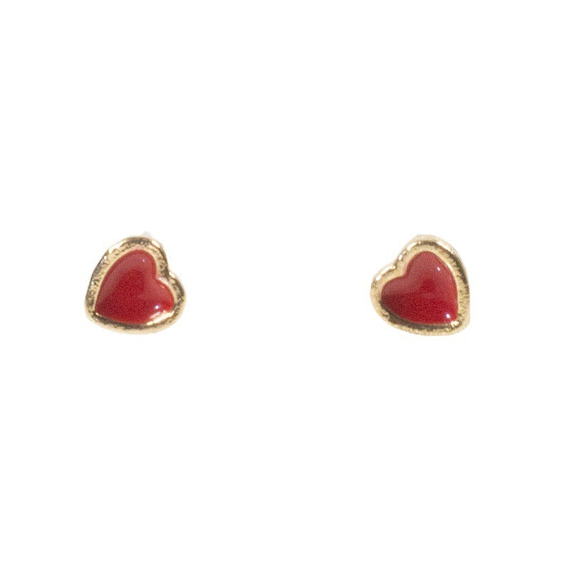 Enamel Heart Stud Earring