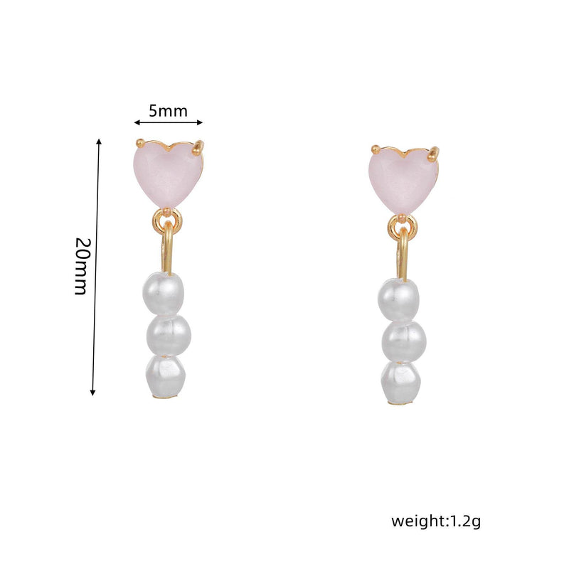 16 Pairs Pink Heart Stud Hoop Huggies Drop Earrings Set, 18K Gold Plated Stacking CZ & Pearl Designs, Planet Snowflake Moon Star | Cubic Zirconia