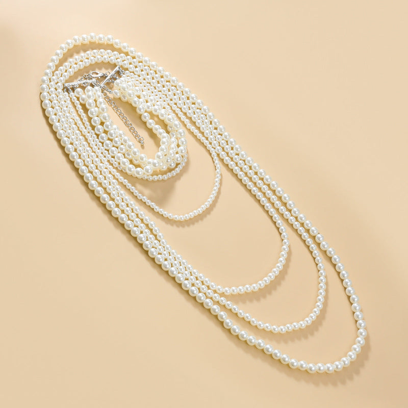 Multi-layer Long Pearl Necklace Set for Women