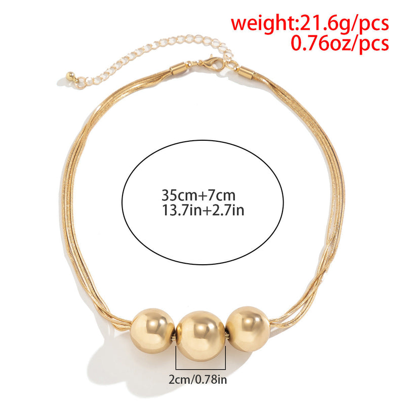 Classic Simple Gold Ball Pendant Choker Chain Necklace