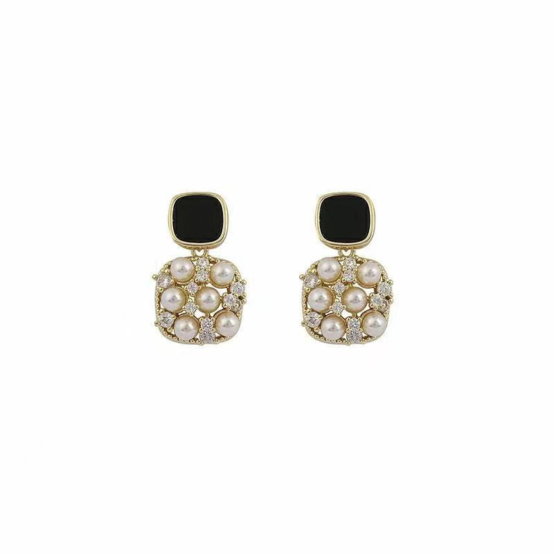 Rhinestone Pearl Stud Earrings for Women