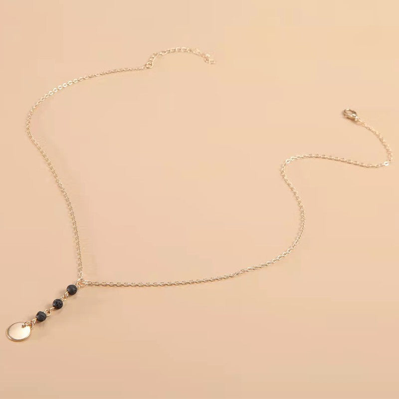 Long Disc Pendant Necklace