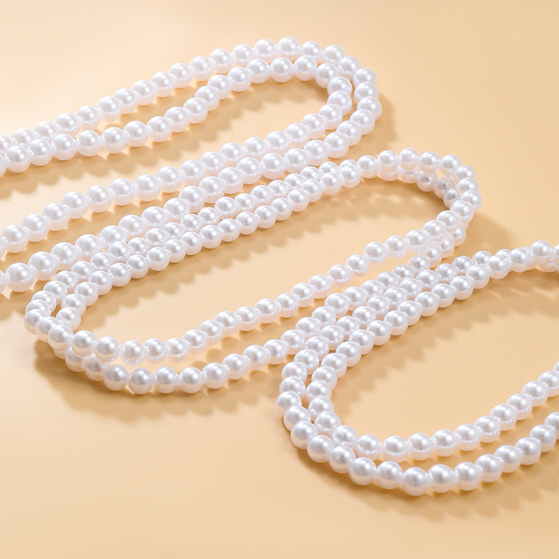 Simple Multi-layer Pearl Women Necklace Long Sweater