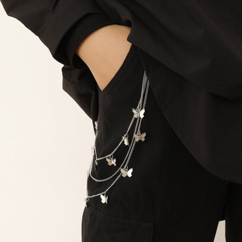 Butterfly Long Tassel Women Belt Body Chains Key Chains