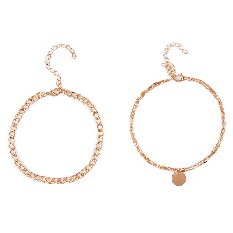 Summer Chic Metal Double-Layer Beach Ankle Chain