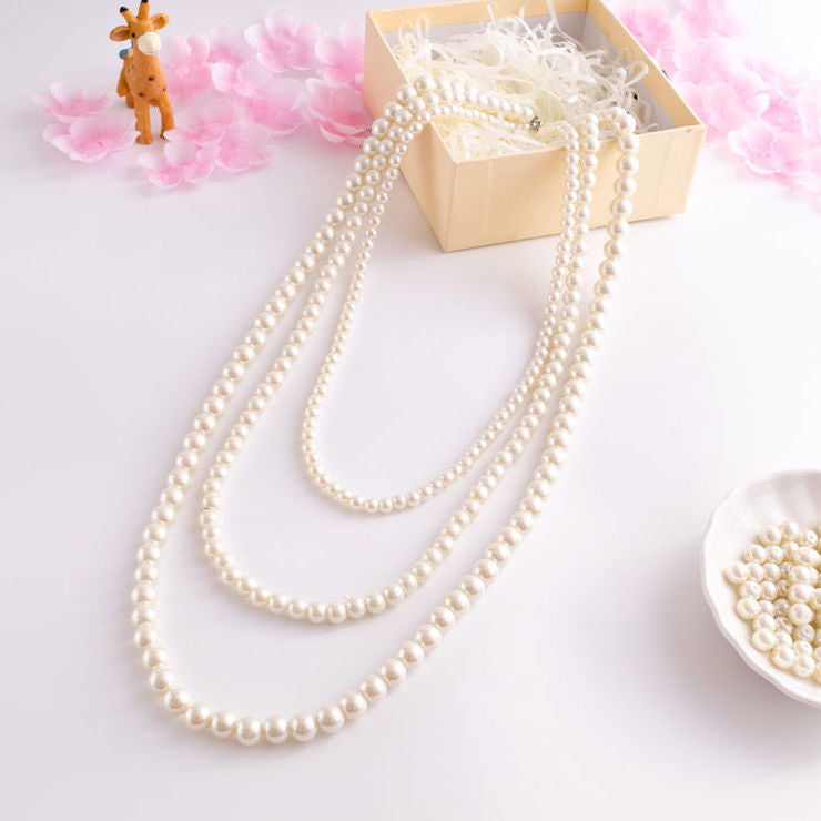 Vintage Luxury Beaded Necklaces Stack Imitation Pearl