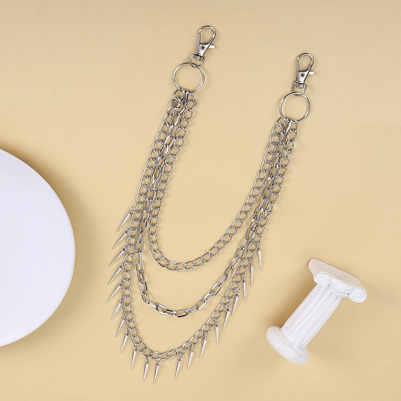 Punk Metal Rivets Pants Chain Multi-layer Waist Chain