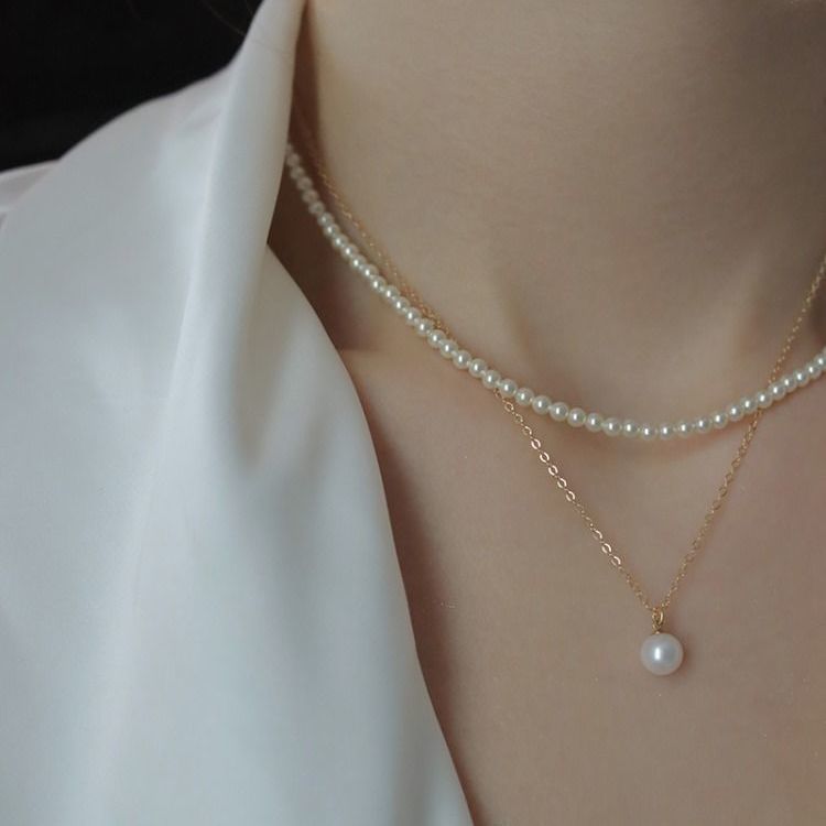 Double Layer Wearing Pearl Necklace Female