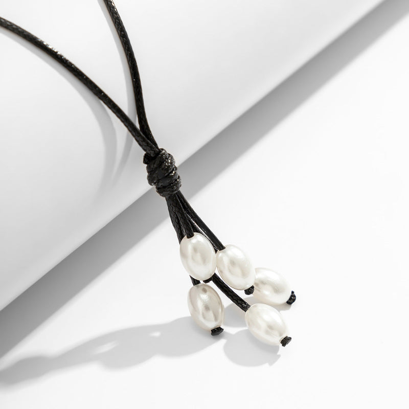 Simple Wax Cord Tassel Necklace