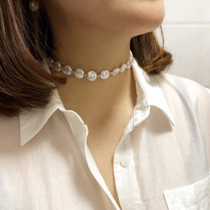 Pearl Choker Beaded Short Collar Necklace