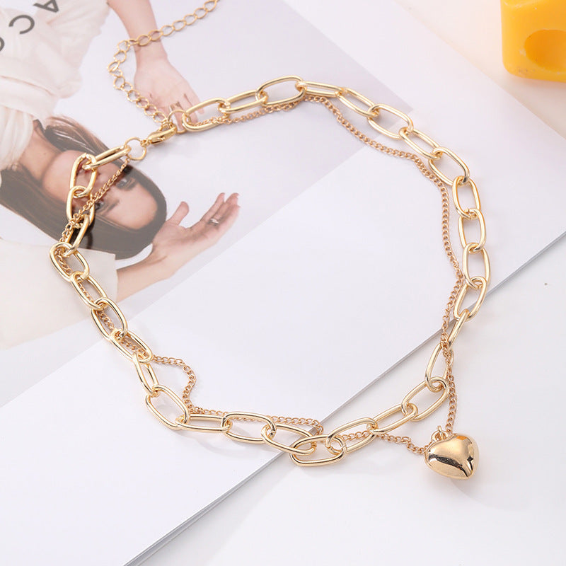 Custom Geometric Multi-layer Heart Necklace