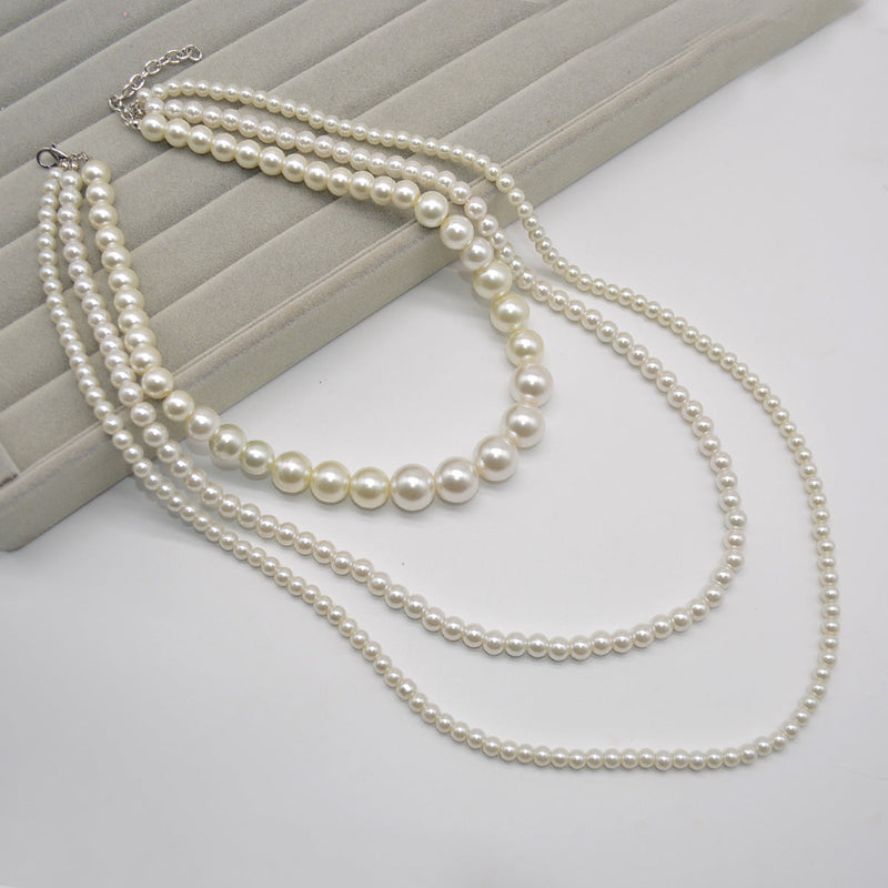 Multi Layer Long Necklace Wedding Beautiful Pearl Necklace
