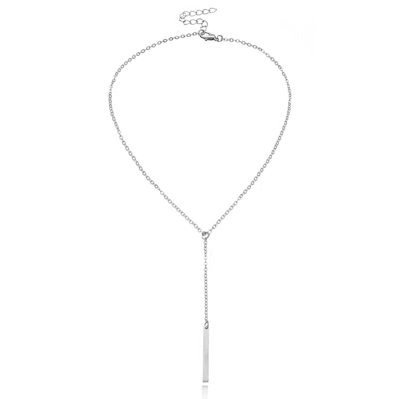 Metal Chain Bar Lariat Necklace