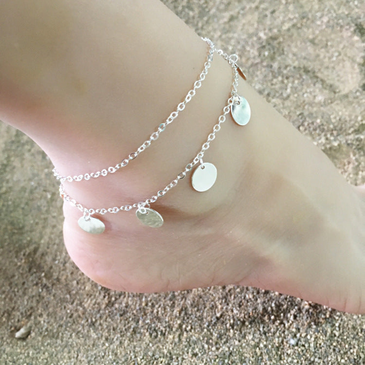 Women Summer Fashion Disc Coin Pendant Ankle Chain Foot Jewelry