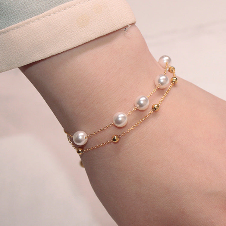 Double Layer Pearl Bead Bracelet